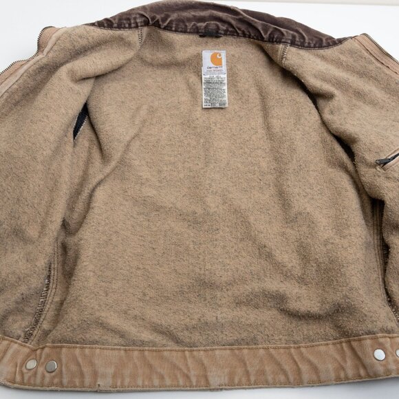 Vintage Carhartt Jacket Detroit Blanket Canvas Lined Workwear WJ097 Camel Brown - Picture 9 of 12